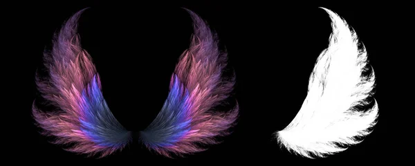 白いクリッピングマスクと魔法の動物の羽 — ストック写真