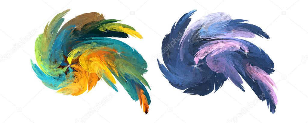 watercolor abstract swirl parrot feather painting