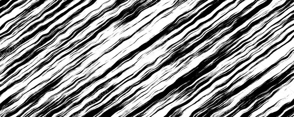 Black and white diagonal stripes brush strokes background