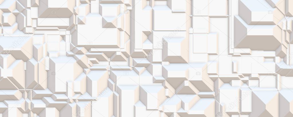 Background of white geometric building blocks