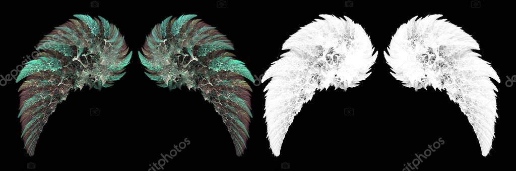 Fantasy fairy angel wings with white clipping mask