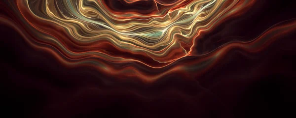 Golvende Abstracte Lijnen Gouden Rode Achtergrond — Stockfoto