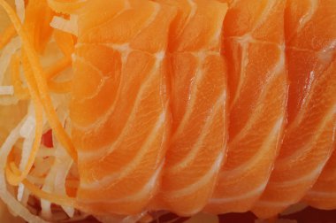 Somon çiğ sashimi arka plan