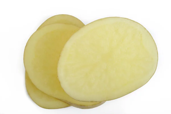 Patatas Frescas Rodajas Sobre Fondo Blanco —  Fotos de Stock