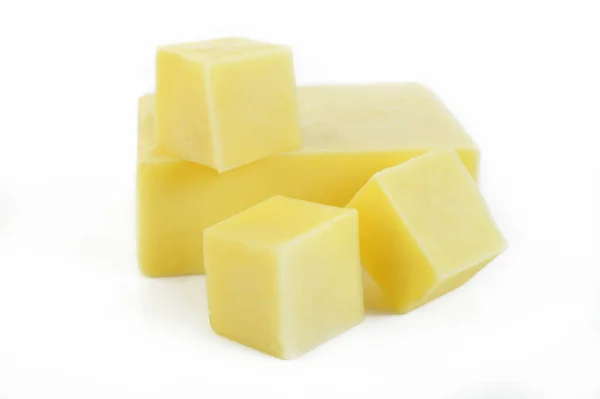 Cubes Fromage Isolés Sur Fond Blanc Images De Stock Libres De Droits