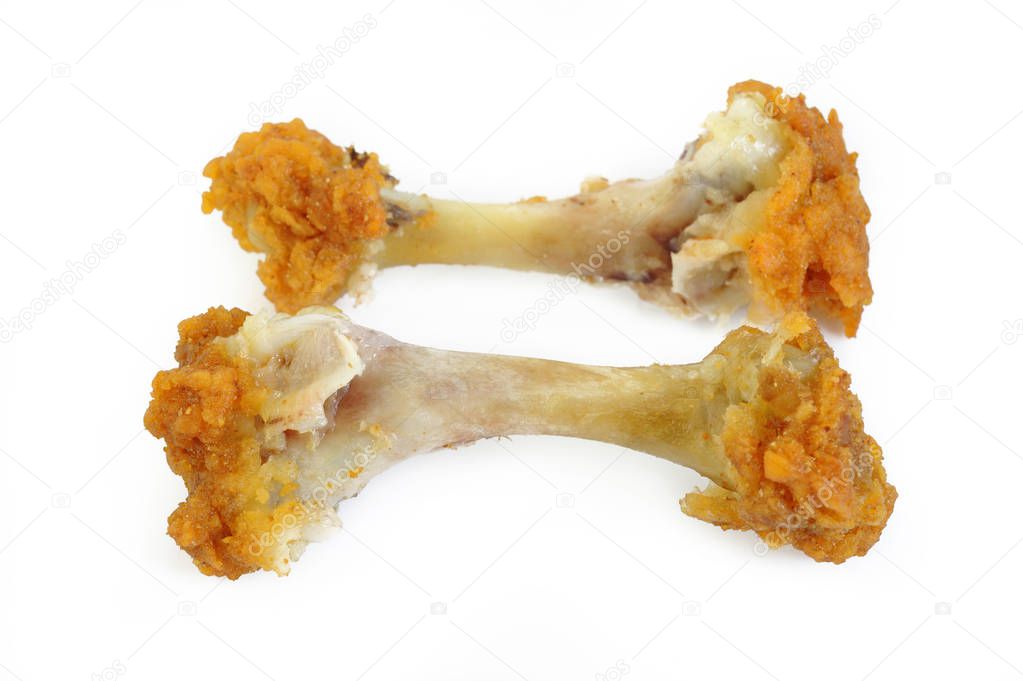 chicken bones on white background