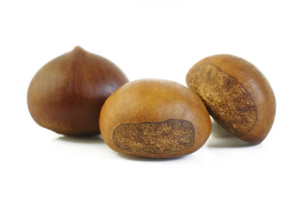 Roasted Chestnuts White Background — Stock Photo, Image