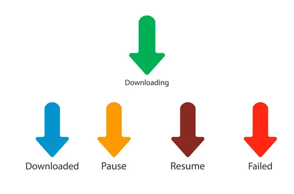 Downloaden Downloaden Pauzeren Pictogrammen Hervatten — Stockvector