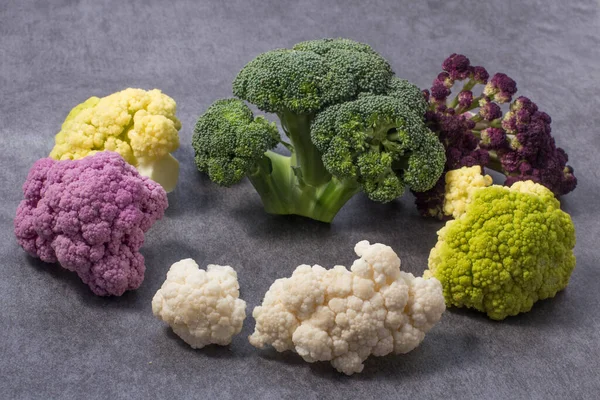Broccoli Cavolfiore Sani Colorati — Foto Stock