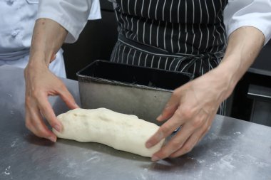 Ekmek hamuru ekmek tepsisinde.