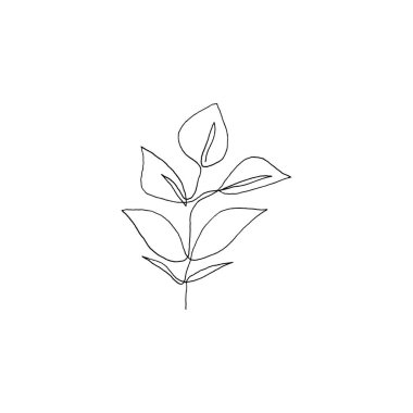 Basit aralıksız çizgi sanatı. Minimalist vektör çizimi. Davetiye, tebrik kartı, paket, ambalaj, önceden yapılmış logo, kartvizit, kırtasiye vesaire için harika.. 