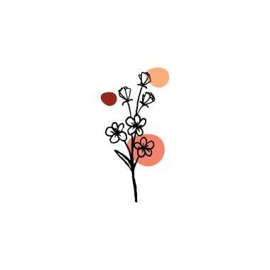 Soyut şekilli çiçek çizimi çizimi. Davetiye, tebrik kartı, paket, ambalaj, önceden yapılmış logo, kartvizit, kırtasiye vesaire için harika.. 