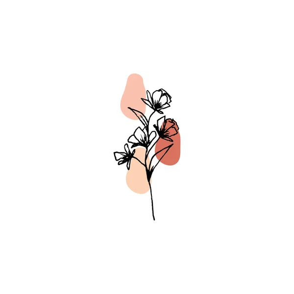 Illustration Croquis Floraux Avec Des Compositions Abstraites Idéal Pour Invitation — Image vectorielle