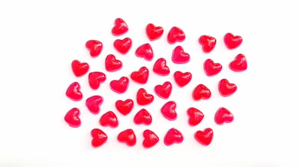 Coração Vermelho Goma Doce Fundo Branco — Fotografia de Stock
