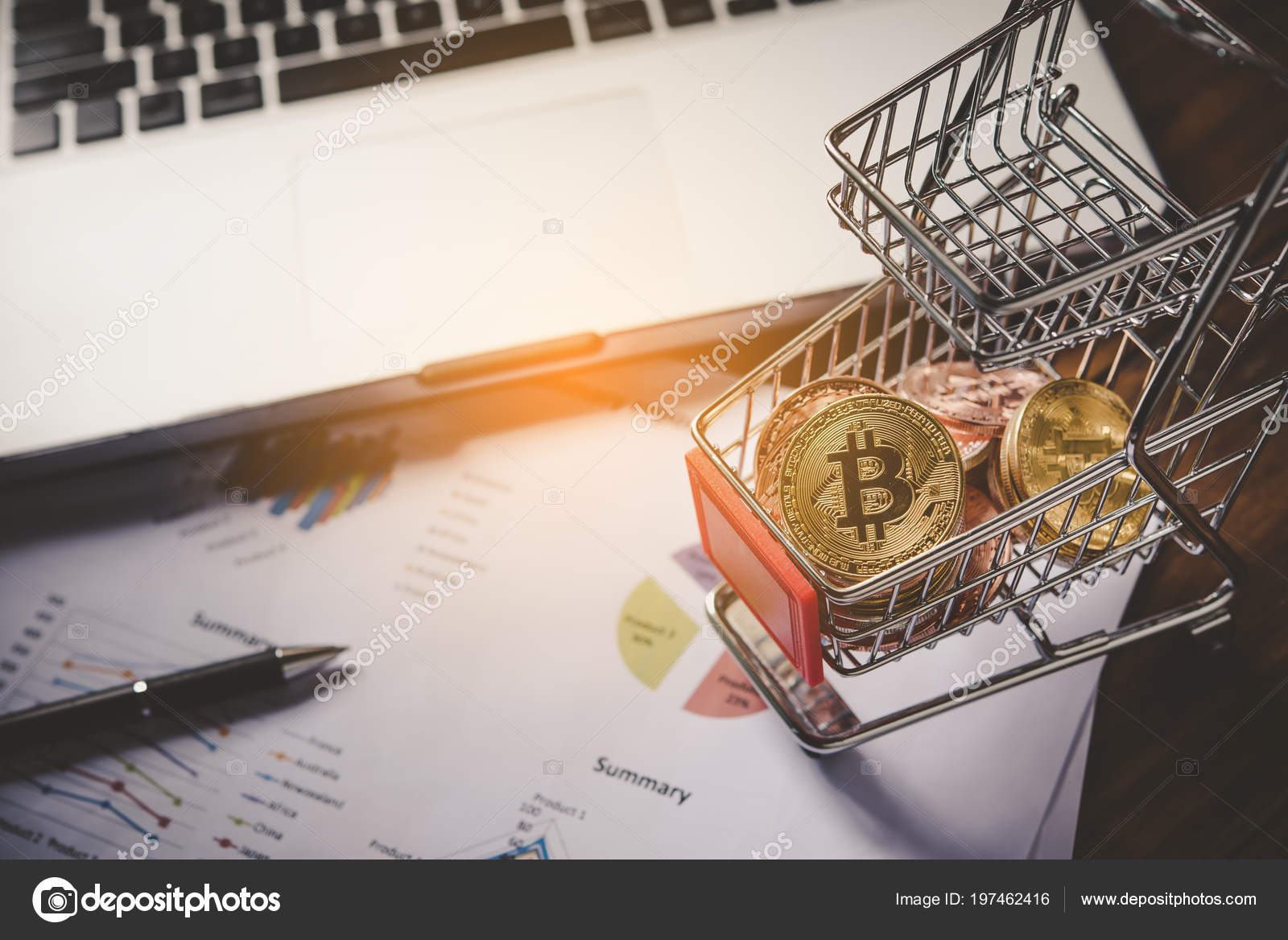 Bitcoin Mini Shopping Cart Table Work Laptop Work Shopping Online - 