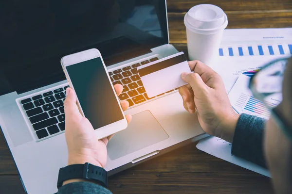 Smartphone Bestellung Und Bezahlung Konzepte Für Den Einsatz Von Technologie — Stockfoto