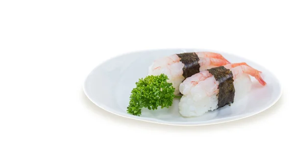 Sushi Ama Ebi Nigiri Sobre Fondo Blanco — Foto de Stock