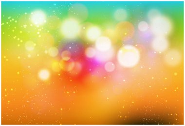 Parıltılı turuncu yıldız patlaması arka planı. Parlak güneş ışınları vektör çizimi ile bokeh ışıkları