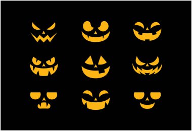 Cadılar Bayramı 'nın korkunç balkabakları. Düz stil vektör ürkütücü balkabakları