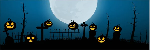 Plakat Halloween Tło Nocy Przerażającym Zamku Dynie Ilustracja Kartka Okolicznościowa — Wektor stockowy