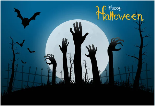 Plakat Halloween Tło Nocy Przerażającym Zamku Dynie Ilustracja Kartka Okolicznościowa — Wektor stockowy