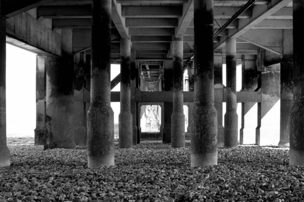 Images Noir Blanc Penarth Vale Glamorgan Wales Jetée Victorienne Pavillon — Photo