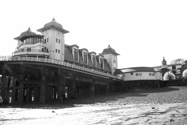 Images Noir Blanc Penarth Vale Glamorgan Wales Jetée Victorienne Pavillon — Photo