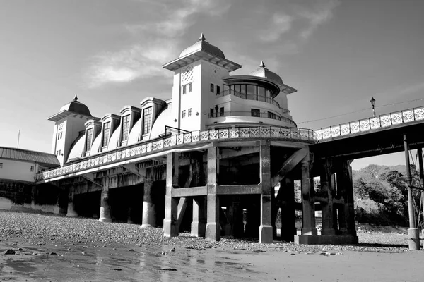 Images Noir Blanc Penarth Vale Glamorgan Wales Jetée Victorienne Pavillon — Photo