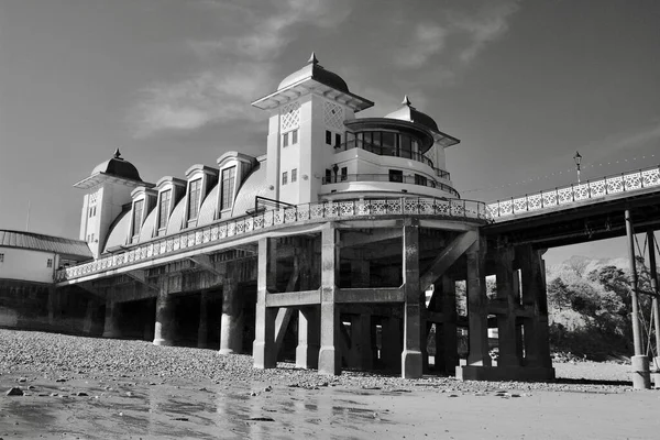 Images Noir Blanc Penarth Vale Glamorgan Wales Jetée Victorienne Pavillon — Photo