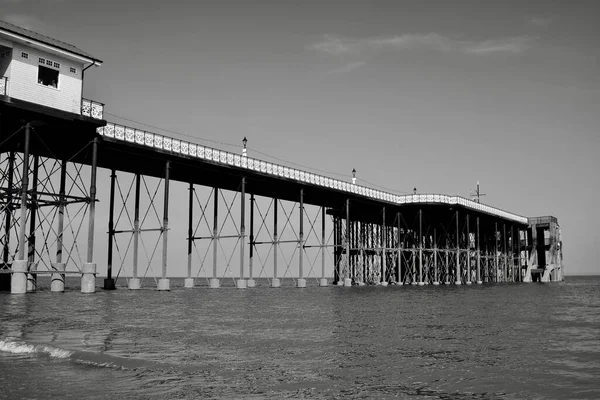 Imágenes Blanco Negro Penarth Vale Glamorgan Wales Muelle Victoriano Pabellón —  Fotos de Stock