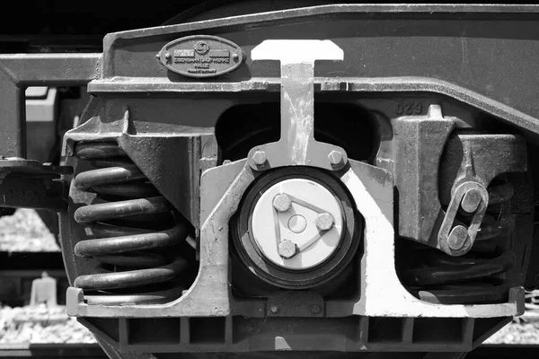 Σιδηροδρομικα Τροχεια Που Ψεμαζονται Στο Σιδηροδρομο Στο Wales Barry Vale — Φωτογραφία Αρχείου