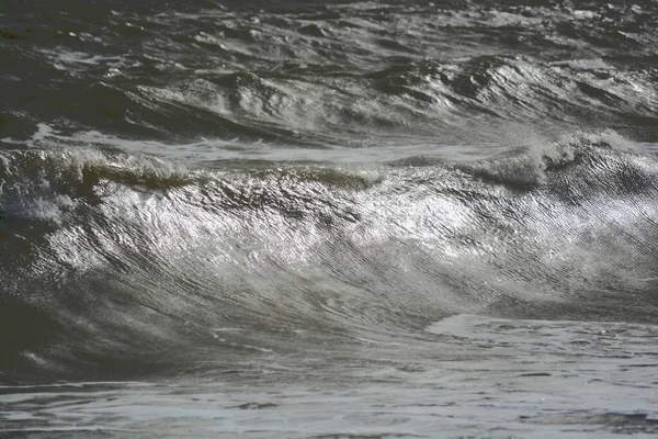 Une Mer Orageuse Avec Des Vents Violents Marée Haute Crée — Photo