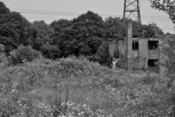 Black White Images Derelict Village East Aberthaw Vale Glamorgan Wales — Φωτογραφία Αρχείου