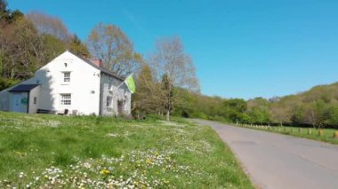 Barry, Glamorgan / Galler Vadisi - 24 Temmuz 2020 Park Korucuları Kulübesi ve Porthkerry Country Park 'taki ofislerde çimenlerde yabani çiçekler ve hafif bir esinti