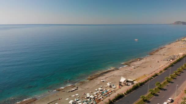 Vista Aerea Costa Mahmutlar Alanya Con Strada D400 Lungo Spiaggia — Video Stock