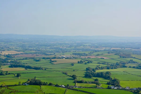 Mirando Hacia Abajo Vista Hermosa Campiña Desde Alto Skirrid Abergavenny — Foto de Stock