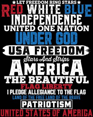 Amerika Birleşik Devletleri Independent 's Stylized Typography, T-shirt grafikleri, baskılar, posterler, afişler üzerine vektör tasarımı