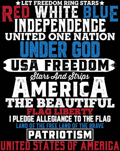 Vector Design Theme Independent United States America Στυλιζαρισμένη Τυπογραφία Shirt — Διανυσματικό Αρχείο