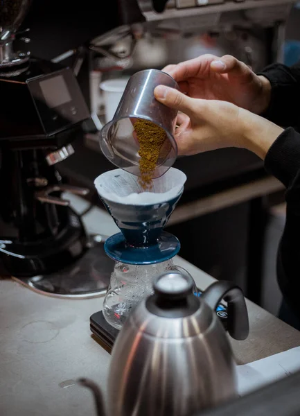 Drip brewing, filtered coffee, or pour-over is a method which involves pouring water over roasted