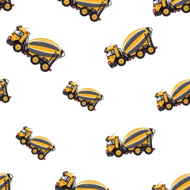 Beyaz arka plan üzerinde İnşaat makineleri ile seamless modeli