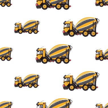 Beyaz arka plan üzerinde İnşaat makineleri ile seamless modeli