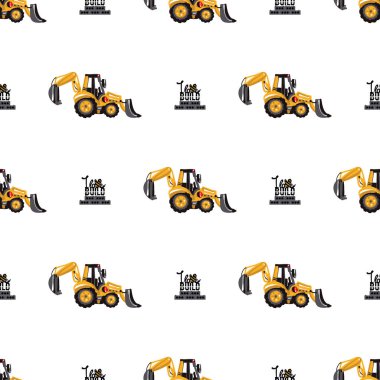Beyaz arka plan üzerinde İnşaat makineleri ile seamless modeli