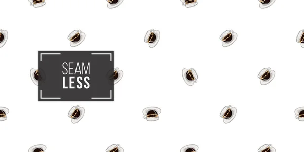 Seamless Coffee Pattern White Background — Stock Vector