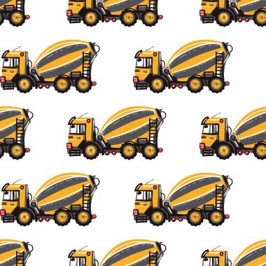 Beyaz arka plan üzerinde İnşaat makineleri ile seamless modeli