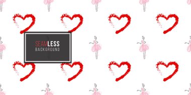 Beyaz arkaplanda kalpler olan kusursuz desen