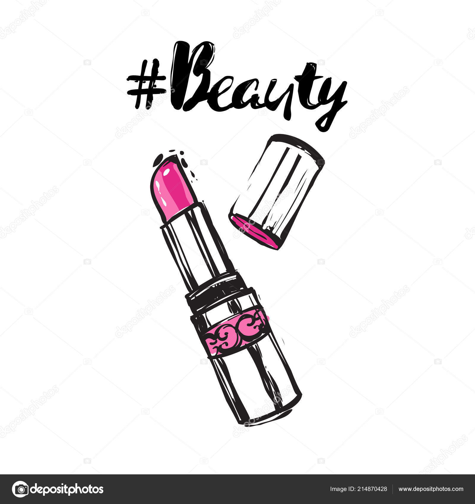 Lipstick Hashtag Beauty Vector Illustration Stock Vector Image By C Sopelkin 214870428