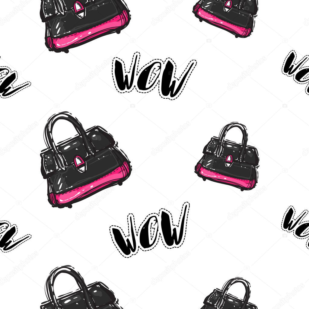 Seamless female handbags pattern. Vector illustration