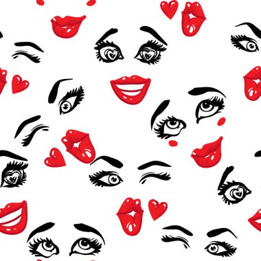 Kadın yüzü seamless modeli. vektör çizim
