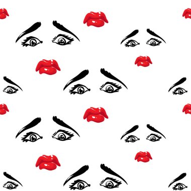 Kadın yüzü seamless modeli. vektör çizim