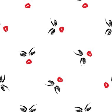 Kadın yüzü seamless modeli. vektör çizim